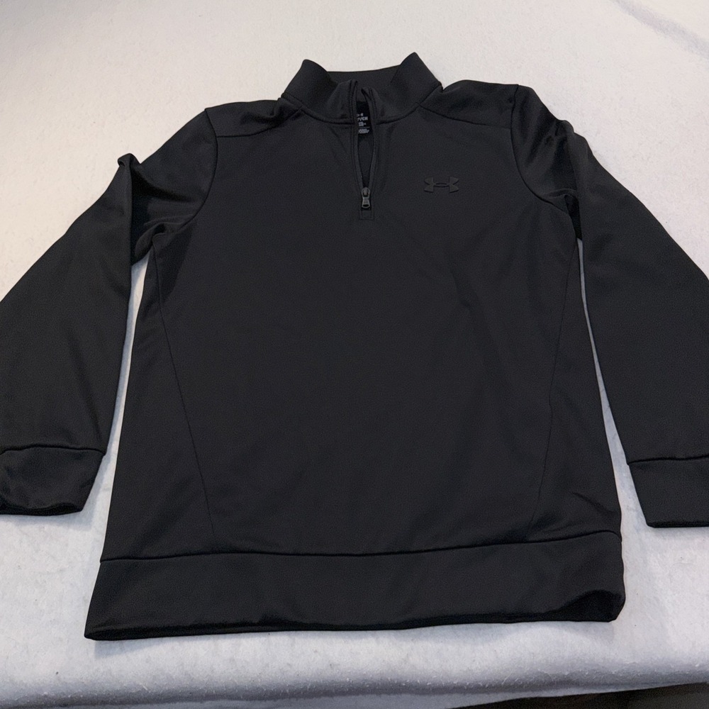 Under Armour Cold Gear Loose 1/4 Zip Long Sleeve Mock Neck Black Sweatshirt Sz S